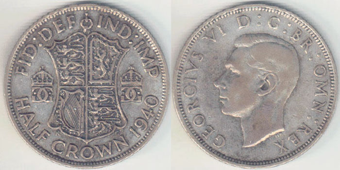1940 Great Britain silver Half Crown A001327